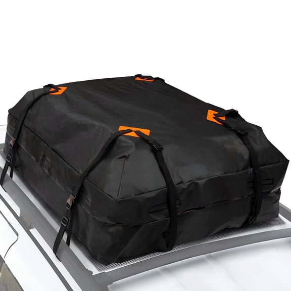 LADYGYM 15 Cu Ft Car Rooftop Cargo Carrier Bag, Waterproof 420D Roof Top Luggage Organizer with 8 Heavy Duty Straps for SUV Truck Travel Camping Road Trips, Soft Shell Storage Box for Gear