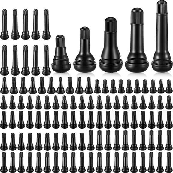 LADYGYM 150 Pcs Tire Valve Stems Bulk Tubeless Rubber Snap in Valves Stems Black Replacement Tool for Car Tubeless 0.453 Inch Rim Holes Standard Vehicle Tires