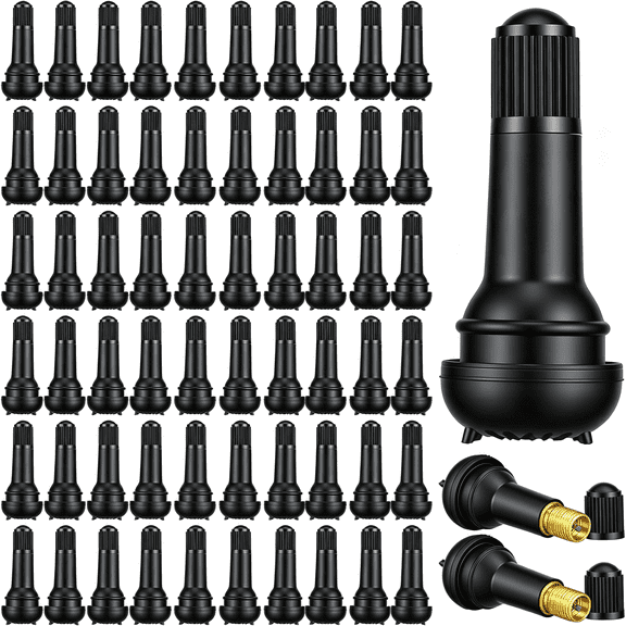 LADYGYM 150 Pcs Tr413 Tire Valve Stem Bulk,Rubber Snap-In Valves for 0.453 Inch Rim Holes Standard Length Replacement Tool for Car,Black