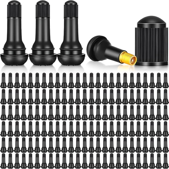 LADYGYM 150 Pcs Tubeless Rubber Valve Stems, 0.453 Inch Snap-In Tire Valve Replacements with Brass Cores for Cars and Trucks