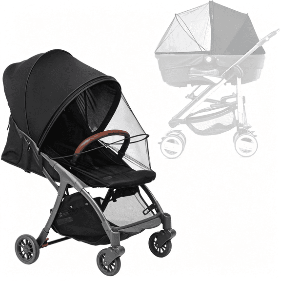 LADYGYM 2-In-1 Stroller Cover Upf 50+ Sun Shade & Mosquito Net 3D Canopy Breathable Single-Layer Canopy with Upf 50+ Uv Protection,380+ Mesh Bug Net & 3D Non-Collapse Frame for Most Strollers.
