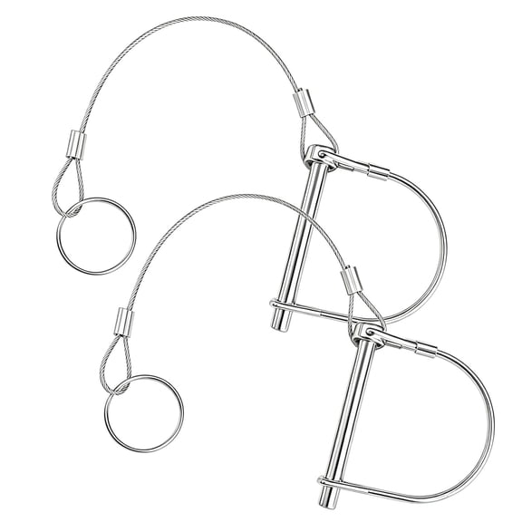 LADYGYM 2 Pack Trailer Coupler Pins,1/4 Hitch Pin with Quick Release Anti-Lost Rope Ring Premium Arch Trailer Hitch Pin Professional Hitch Locking Pins for Farm Trailers 1/4" X 3.2"(6.3Mm X 80Mm)