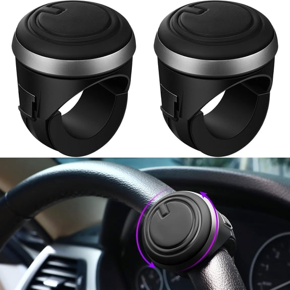 LADYGYM 2 Packs Steering Wheel Spinner Knobs Steering Wheel Buddy 360 Degrees Rotation Suicide Knobs with Silicone Surface and Metal Bearings for Driving Turning Car Truck Boat
