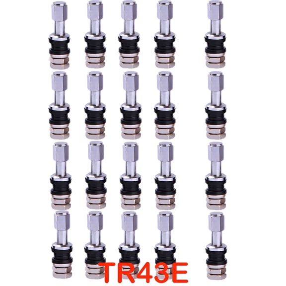 LADYGYM 20 Pack Stainless Steel Tire Valve Stems with Caps, Bolt in Replacement for TR43E TR414 Tubeless Tires, High Pressure Valve Stem for Cars Trucks RVs Trailers Motorcycles