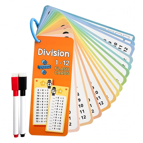 LADYGYM 2026 New 1 Set Math Flash Cards with 2 Pens Addition Subtraction Multiplication Division Preschool Learning Erasable Math Calculation Card Arithmetic Teaching Aid Math Manipulatives