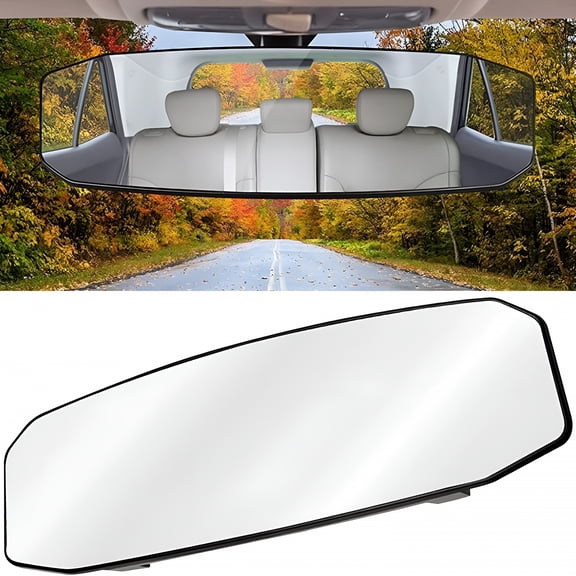 LADYGYM 2026 New 12X3.6'' Rear View Mirror Largest Panoramic Wide Angle Rearview Mirror on the Market Universal Interior Clip on Convex Rear View Mirror Lengthened Widened No Blind Spot for Car