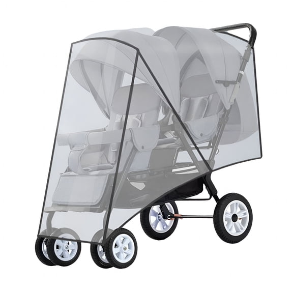 LADYGYM 2026 New 1Pc Double Strollers Rain Cover Windproof Protective Sleeve Case for Twin Baby Prams Side By Side/Front Rear Stroller Cover for Rain for Outdoor,Walk,Travel,Shopping