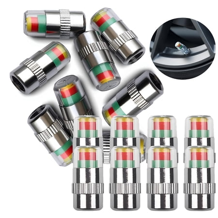 LADYGYM 2026 New 2026 Upgraded Car Tire Pressure Monitor Valve Stem Caps – 3 Color Eye Alert 36 Psi(2.4Bar)Sensor Indicator,Easy Read Tire Caps Fit for Most Cars