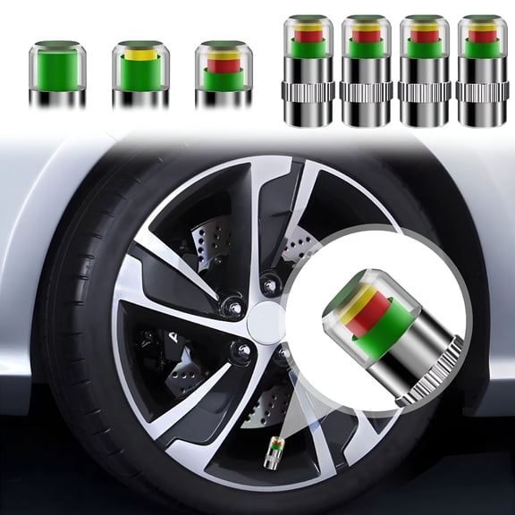 LADYGYM 2026 New 20Pcs Tire Pressure Monitor Valve Stem Caps,Car Tire Pressure Monitor Sensor Indicator with 3-Color Eye Alert Valve Caps,Universal Valve Stem Caps for Cars