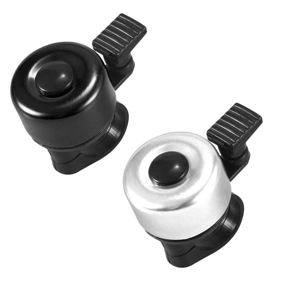 LADYGYM 2026 New 2Pcs Bicycle Bell,Compact and Portable Design Bicycle Warning Bell,Easy Thumb-Operated Bell Clear Loud Ringing Sound Bike Ring Bell,Black Silver
