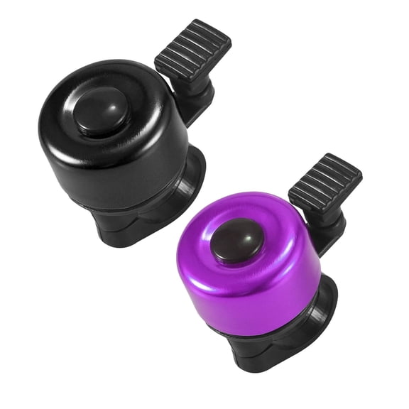 LADYGYM 2026 New 2Pcs Bicycle Bell,Mini Size for Easy Portability Bicycle Warning Bell,Thumb-Controlled Bell Operation Loud Clear Ringing Sound Bike Ring Bell,Black Purple