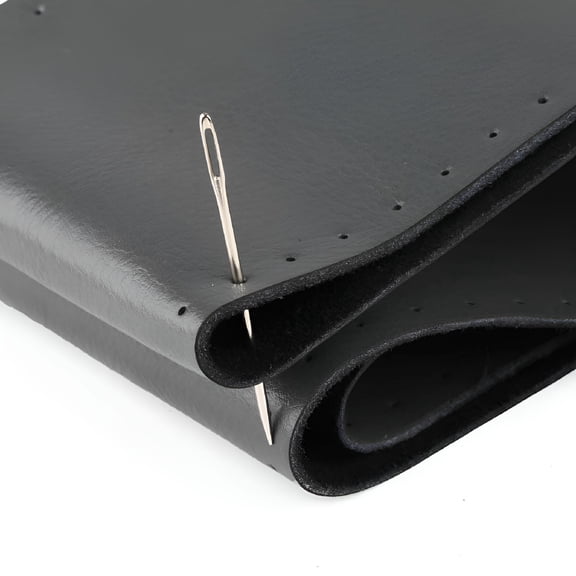 LADYGYM 2026 New Black Genuine Leather Steering Wheel Cover Wrap Sew-On 14.5"-15" Kit for Car