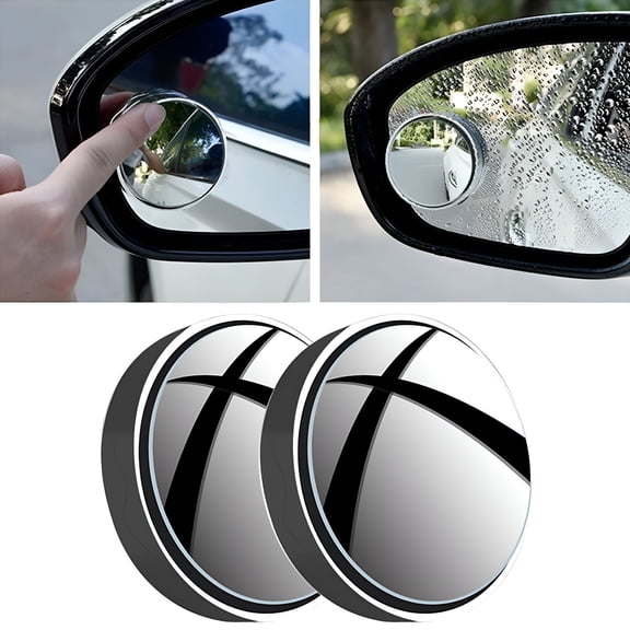 LADYGYM 2026 New Car Mirror 2 Pack,Rear View Mirrors Frameless Hd Glass 360 Degree Adjustable Wide-Angle Suction Cup Design,Universal Fit Automotive Exterior Accessories-Black&2.2*0.7Inch