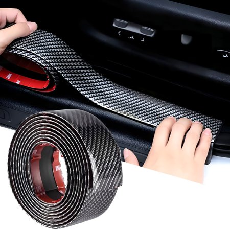 LADYGYM 2026 New Car Sticker Black Carbon Fiber Rubber Door Entry Guards Scratch Cover Protector Paint Threshold Guard,Car Bumper Door Guard/Rear Bumper Guard Scratch Protection Strip