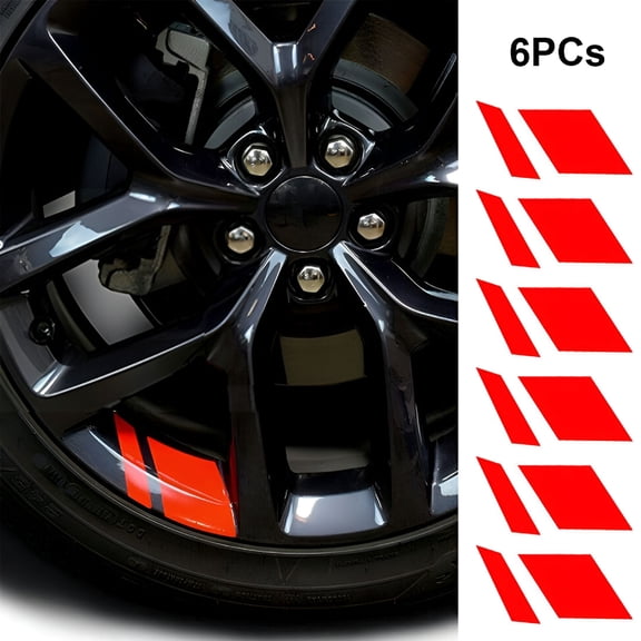 LADYGYM 2026 New Car Wheel Tire Rim Stickers Decals Automotive Exterior Accessories Reflective Safety Stripes Decoration,Fits 18"- 21"Wheels,Red