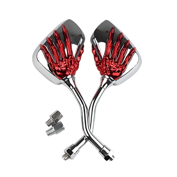 LADYGYM 2026 New Motorcycle Black Skull Skeleton Hand Claw Side Mirrors Rear View(Red)For Motorcycle Customization,Bike Accessories,Rearview Monitoring,Custom Bike Styling,Road Safety.