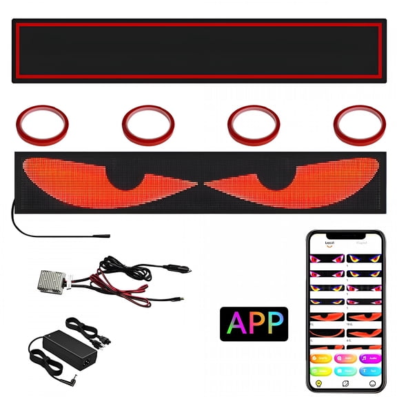 LADYGYM 2026 New Programmable Led Windshield Eyes for Cars,Flexible App-Controlled Animated Light Display with Waterproof Design Led Eyes for Car Windshield for Cars,Trucks,Suv