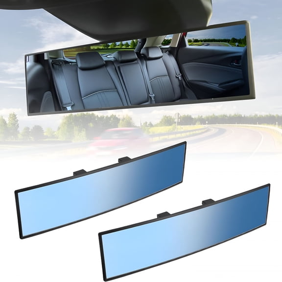LADYGYM 2026 New Rear View Mirror,Universal 11.81 Inch 2 Pack Panoramic Convex Rearview Mirror,Interior Clip-On Wide Angle Rear View Mirror to Reduce Blind Spot Effectively for Car Suv Trucks-Blue