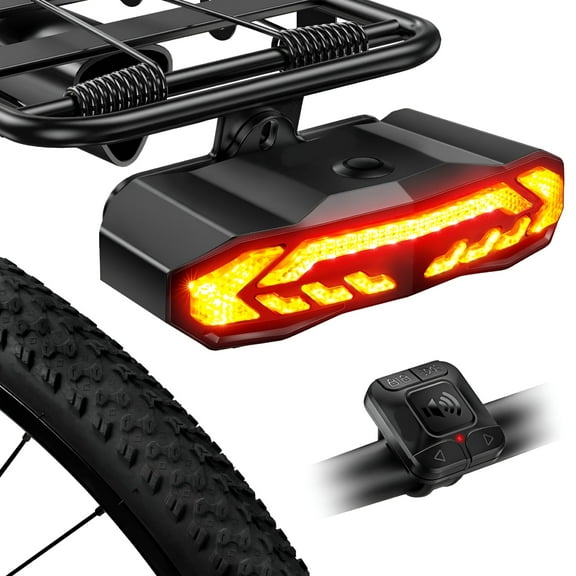 LADYGYM 2026 New Smart Bike Tail Light for Cargo Rack with Turn Signals and Brake Light,Auto On/Off Usb Rechargeable Wireless Remote Bike Horn Alarm Rear Bike Light Reflector Bicycle Tail Light