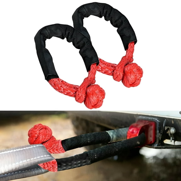 LADYGYM 2026 New Soft Shackle 1/2 X Recovery Rope Strap for Suv Towing Farming-For Offroad,Towing,Recovery,Farming Red,Length 56Cm