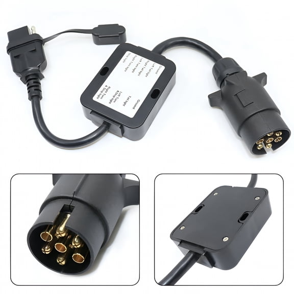 LADYGYM 2026 New Trailer Light Converter European Round 7-Pin Connector to 4-Way Flat Pin Plug Tail Light Converter for Trailer,Rv,Boat,Camper