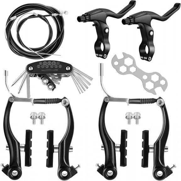 LADYGYM 2026 New V-Type Bike Brake Set,Complete Universal Bike Front and Rear Mtb Brake,Bicycle Brakes,Inner and Outer Cables,Include Brakes Lever Calipers Multi-Tool Wrenches