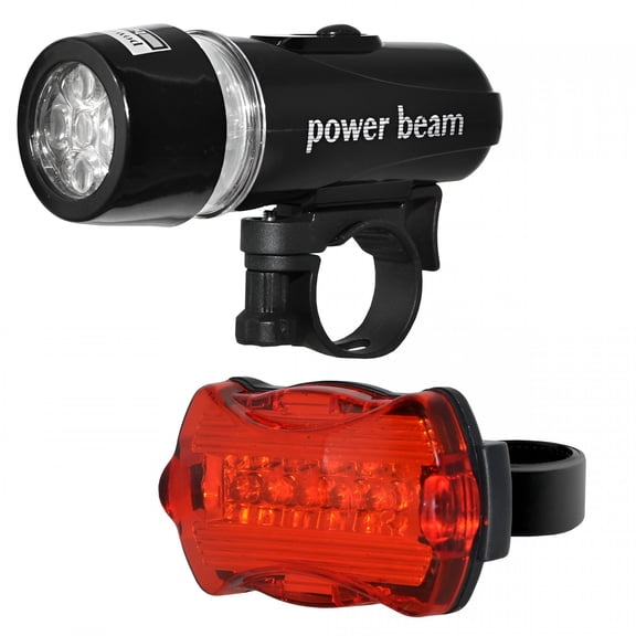 LADYGYM 2026 New Waterproof 5 Led 2 in 1 Lamp Bike Cycle Bicycle Front Light Torch and Battery Powered Rear Safety Warning Flashlight Tail Light (Black)
