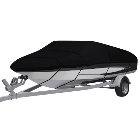 LADYGYM 20Ft-22Ft Waterproof Boat Cover Trailerable Pontoon/V-Hull Fishing Heavy Duty Uv Resistant All-Weather Protection for Boat Storage Transport Outdoor,Black