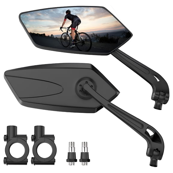 LADYGYM 2PCS Mirrors for 22-25mm handlebars, 360 Adjustable Bike Mirror Handlebar Mount, Scratch Resistant Handlebar Rearview Mirror, Bike Accessories for Mountain Road Bike