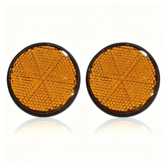 LADYGYM 2Pcs Motorcycle Reflectors 2" Round Reflective Warning Reflector, with M6 X 1.0 Screw Mount Waterproof Plastic Bike Reflectors for Car Mailbox (Orange)