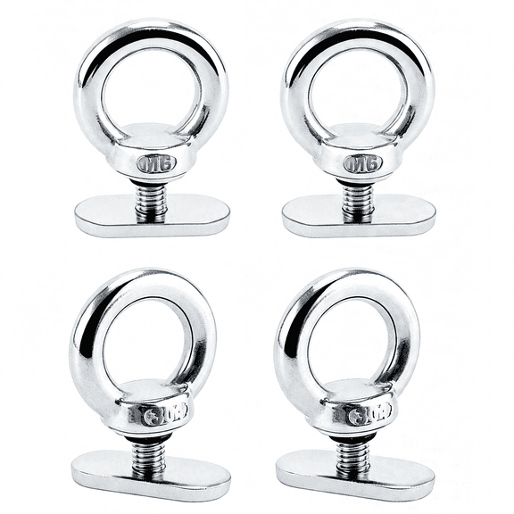 LADYGYM 4 Pack 316 Ss Track Mount Tie Down Eyelet, Hold Bungee Cord Or Ropes Up to 0.6" Kayak Track Accessories