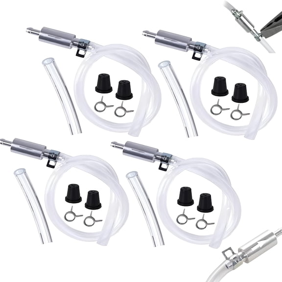 LADYGYM 4 Pcs Universal Brake Fluid Deflerator, Brake Bleed Hose, Brake System Bleeding Tools, Auto Motorcycle Clutch One Way Check Valve Tube Deflation Tool Kit Hose with Metal Clamp(4 Pcs)