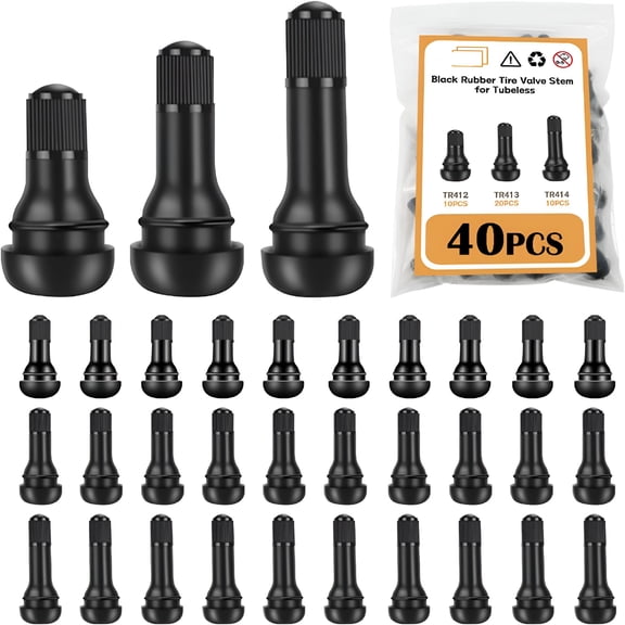 LADYGYM 40Pcs Tire Valve Stems Tubeless Valve Stem Rubber Snap Valve Stem Black Standard Length Replacement for Tubeless Rim Holes for Automotive Tires for Standard Vehicle Tires