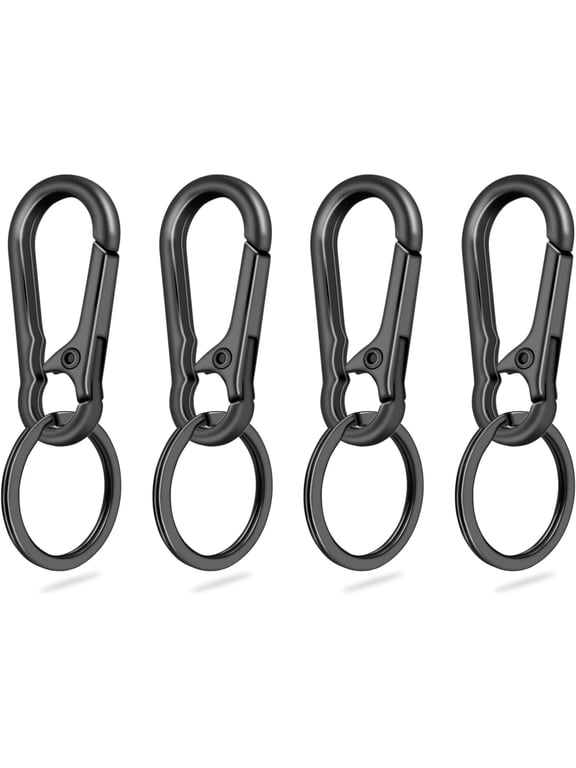 4Pack Small Keychain Rings,Metal Key Carabiner Clip,Mini Edc Key Ring Chain Holder Organizer for Purse Charm Hook,Car Keychain,Paracord Keychain Lanyard,Men and Women Key Fob(Gun Black)