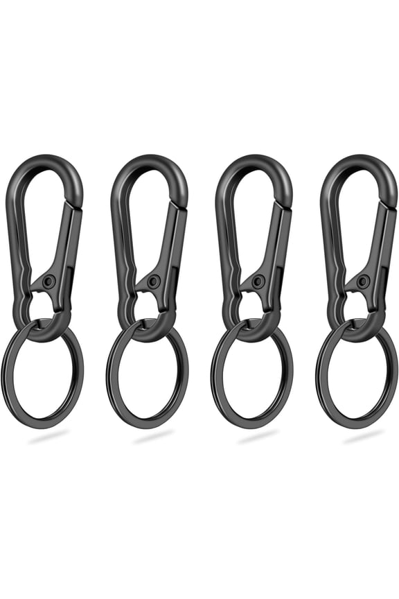 4Pack Small Keychain Rings,Metal Key Carabiner Clip,Mini Edc Key Ring Chain Holder Organizer for Purse Charm Hook,Car Keychain,Paracord Keychain Lanyard,Men and Women Key Fob(Gun Black)