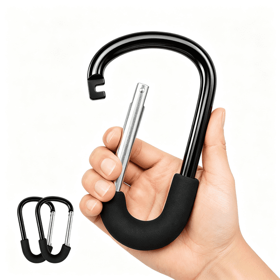 LADYGYM 6.5-" Stroller Hooks for Bags,2-Pack Extra Large Heavy-Duty Carabiner Clips,Universal Pram Accessories for Moms Extra Large Heavy-Duty Large Carabiner Clip