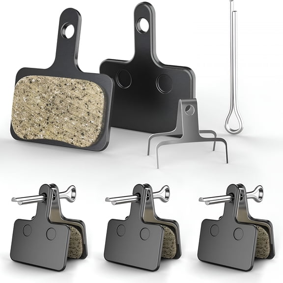 LADYGYM Bike Brake Pads 4 Pairs Resin Semi-Metallic Bicycle Disc Brake Pads Compatible with Tektro Shimano Deore BR-M575 M515 T615 T675 M505 M416 M495 M395 M486 for Mountain Bike Road Bike Hybrid