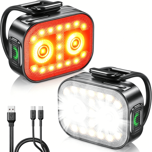 LADYGYM Bike Lights,Ultra-Slim & Lightweight Rechargeable Bicycle Lights Set,Dual USB-C Bike Lights Front and Back,IP65 Waterproof Bicycle Lights for Night Riding Road Mountain Cycling