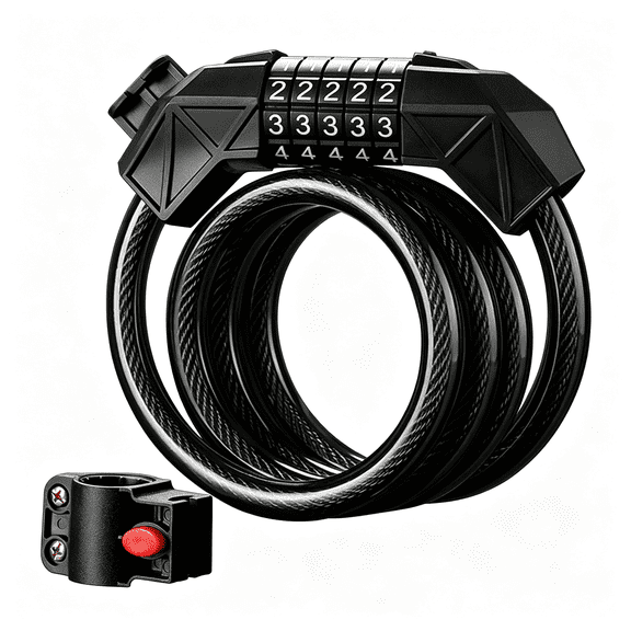 LADYGYM Bike Lock Combination Bike Cable Lock-5 Digit,Bike Locks Heavy Duty Anti Theft,3.9Ft Coiled Security Resettable Bicycle Lock,Bike Accessories for Motorcycle,Electric Scooter Lock