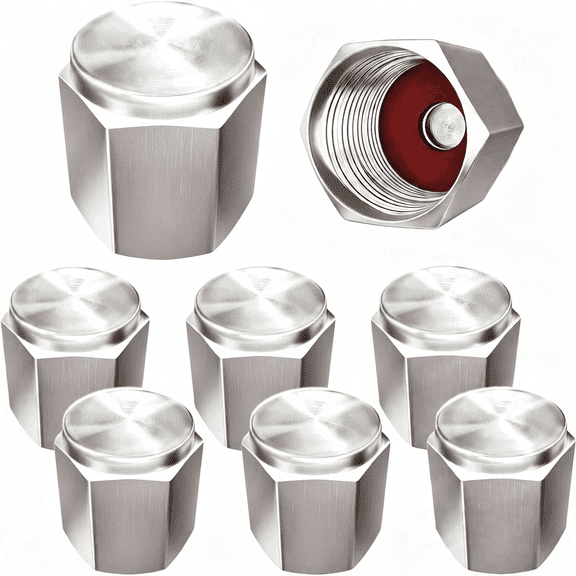 LADYGYM Brass (8 Pack) Tire Valve Caps Silver, Premium Metal Rubber Seal Tire Valve Stem Caps, Dust Proof Covers Universal Fit for Cars, Suvs, Bike and Bicycle, Trucks, Motorcycles