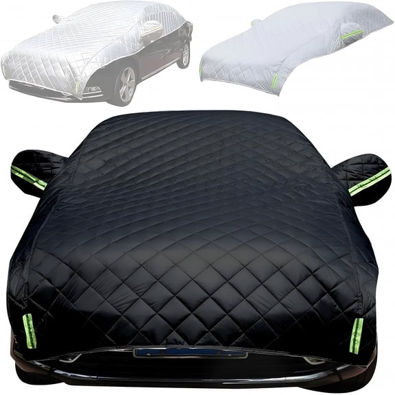 LADYGYM Car Cover, Thicken Waterproof All-Weather Hail Protection Snowproof Protection Anti Half Car Covers, UV Fits Hatchback, Sedan & SUV