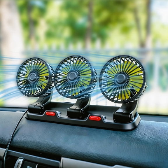LADYGYM Car Fan,12V Fan Triple Head,Powerful Airflow,360 Adjustable,2-Settings,Dashboard Fan Suitable for Truck,Rv,Semi,Camper Trailer Car Fans That Blow Cold Air