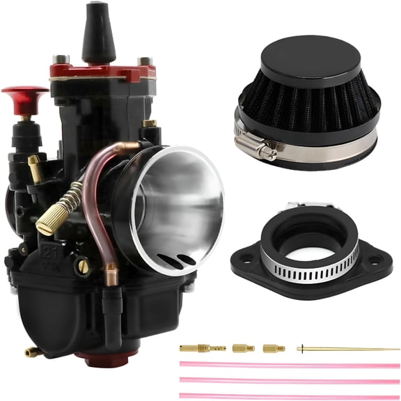 LADYGYM Carburetor 21 24 26 28 30 32 34Mm Racing Carb Kits with Air Filter Intake Manifold Boots Universal 2T 4T Engine Dirt Bike Motocross Motorcycle Scooter Atv Quad (28Mm)