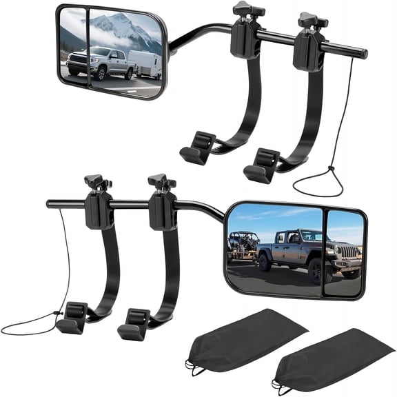 LADYGYM Clip On Mirror Extenders for Towing, Shatterproof Dual View Convex Tow Mirrors, 360 Adjustable Universal Side Mirror Extensions for Truck, SUV, RV & Trailer, 2 Pack for Towing, Hauling, Camping, Boat, Trailer, Blind Spot
