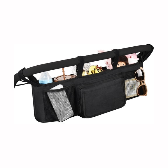 LADYGYM Double Stroller Organizer for Bob Duallie and Baby Jogger City Mini Gt2,Double Baby Stroller Accessories with 2 Cooler Pockets,Parent Console Double Jogging Stroller Organizer(Empty Bag)
