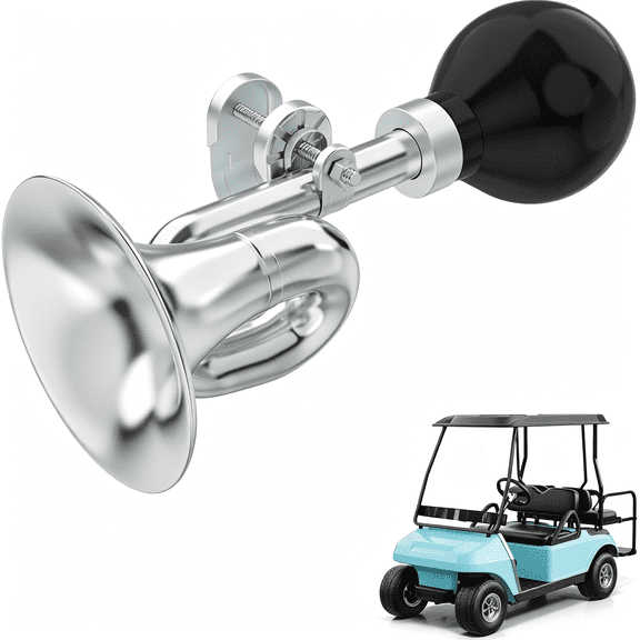 LADYGYM Golf Cart Bugle Horn for Yamaha Ezgo Club Car Retro Chrome Snail Air Horn,Loud & Classic Safety Horn,Stainless Steel & Weatherproof,Universal Fit for Most Golf Carts