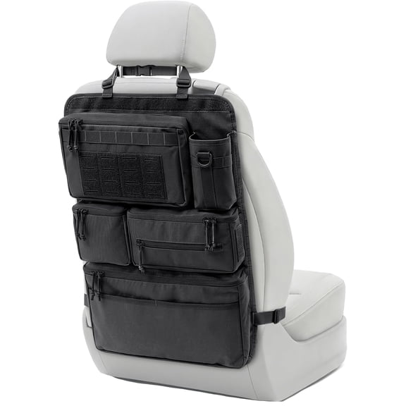 LADYGYM All in One Car Seat Back Organizer, Heavy Duty Molle Panel Seat Back Protector with Multi-Pockets Storage for Tools, Camping, Travel, Fit Most Cars SUV Trucks Jeeps Pickups