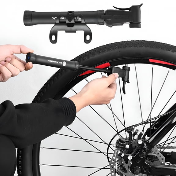 LADYGYM Portable Mini Bike Pump, Hand Push Inflator Compatible with Presta & Schrader Valves, Compact Tire Air Pump for Road Mountain Bikes, Dual Use Basketball Inflator Tool with Frame Mount