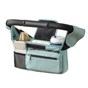 LADYGYM Stroller Organizer with Insulated Cup Holders - Universal Blue Baby Stroller Bag Caddy with Detachable Phone Pocket,Diaper Storage,Adjustable Straps for Uppababy,Doona,Baby Jogger,Britax