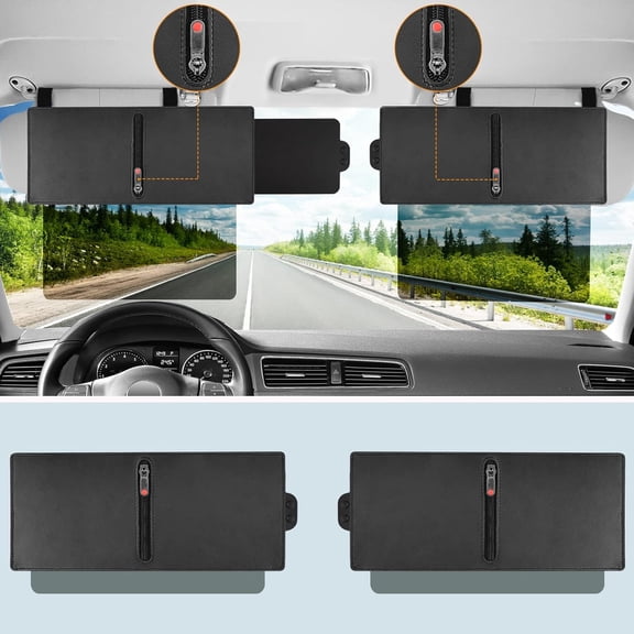 LADYGYM Sun Visor Extender for Car (Polarized,Zipper Slider & Prevents Fingerprints,Uv400,Pc Lens),Visor Extender Attachment for Car Visor,Anti-Glare for Safe Driving (Passenger Side)